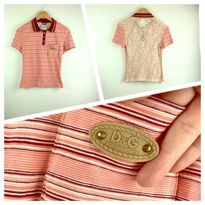 Dolce & Gabbana lace back stripe polo✨like new